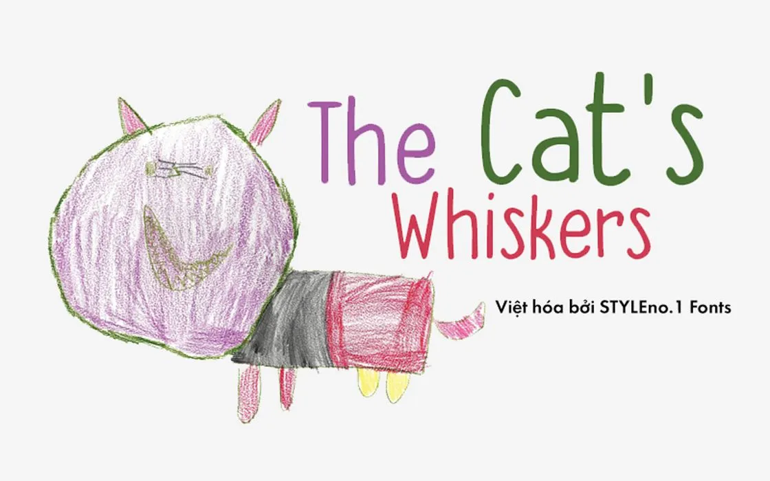 Font chữ hoạt hình SVN The Cats Whiskers Việt hóa