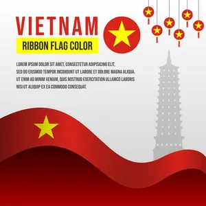 Poster chào mừng ngày quốc khánh Việt Nam nền trắng ruy băng cờ đỏ sao vàng- File AI 086