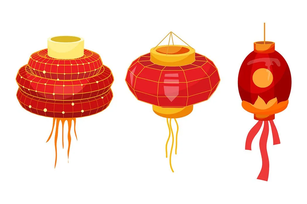 Ảnh minh họa 3 đèn lồng đỏ chất lượng vector file AI CR017
