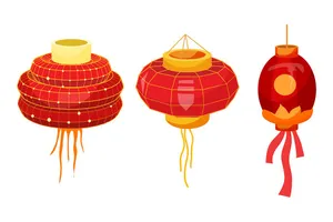 Ảnh minh họa 3 đèn lồng đỏ chất lượng vector file AI CR017