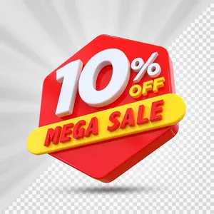 Mẫu sale giảm giá 10% 3D chữ trắng nền đỏ vector chất lượng cao CR028