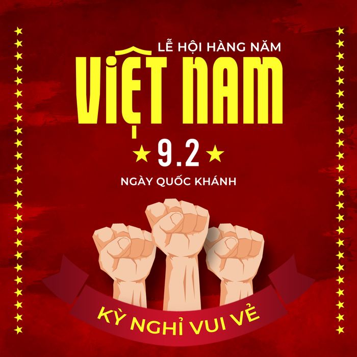 Poster chào mừng ngày quốc khánh Việt Nam Dải ruy băng nắm tay  File PSD 9