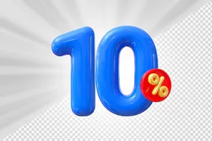 Mẫu số sale giảm giá 10% 3D màu xanh dương vector chất lượng cao CR022