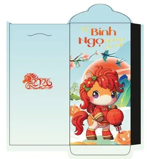 Lì Xì Tết 2026 Hình Ngựa Hoạt Hình Dễ Thương - File CDR Vector