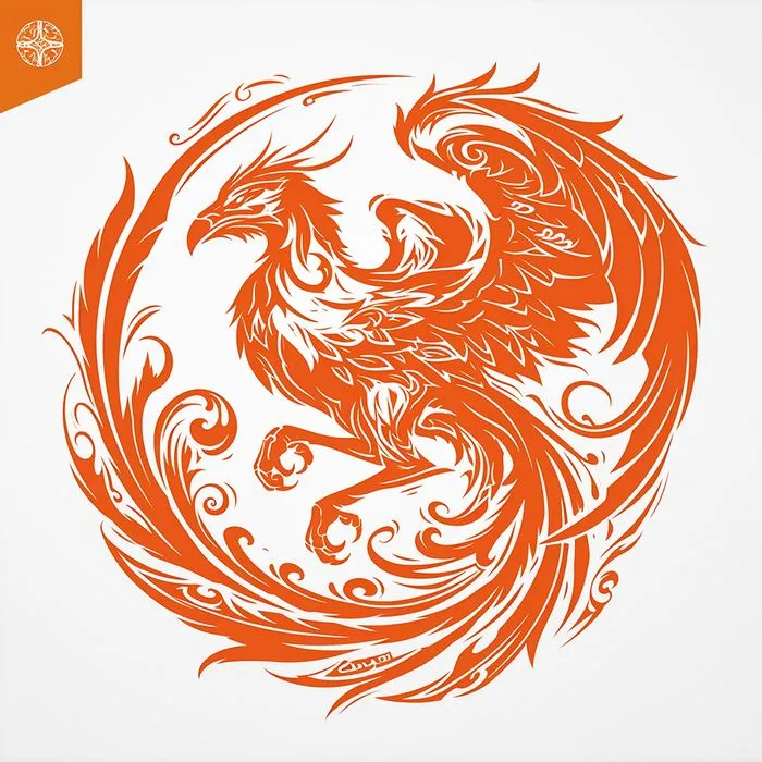 Mẫu ảnh minh họa chim phượng hoàng đang bay màu nước vector CR060
