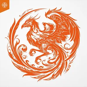 Mẫu ảnh minh họa chim phượng hoàng đang bay màu nước vector CR060