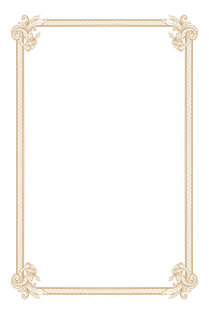 Mẫu khung hình chữ nhật hoa văn màu vàng vector file PNG 084