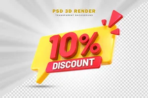 Mẫu số sale giảm giá 10% 3D chữ đỏ nền vàng vector chất lượng cao CR023