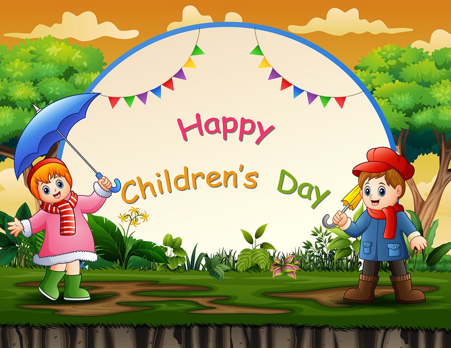 Mẫu thiệp banner, background trẻ em vui chơi ngày lễ của trẻ CR842