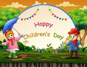 Mẫu thiệp banner, background trẻ em vui chơi ngày lễ của trẻ CR842