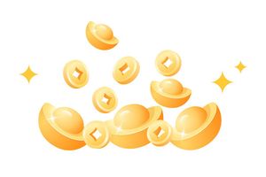 Ảnh vẽ tay đĩnh vàng, tiền vàng vector File số 036