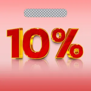 Mẫu số sale giảm giá 10% 3D màu đỏ viền vàng gold PNG chất lượng cao CR068