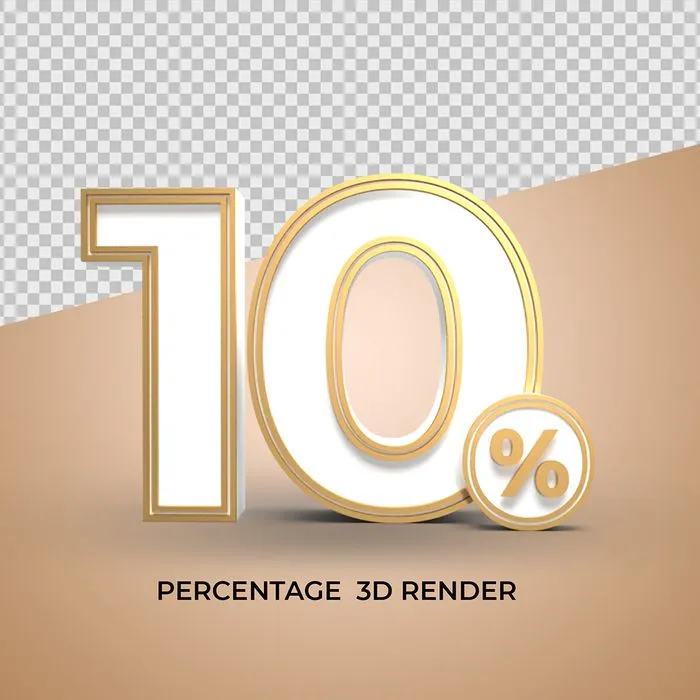 Mẫu số sale giảm giá 10% 3D vàng gold vector chất lượng cao CR009