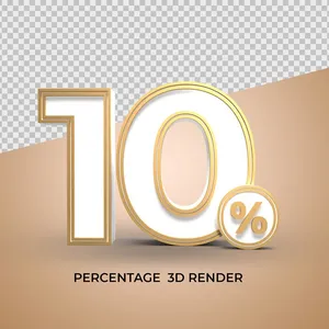 Mẫu số sale giảm giá 10% 3D vàng gold vector chất lượng cao CR009