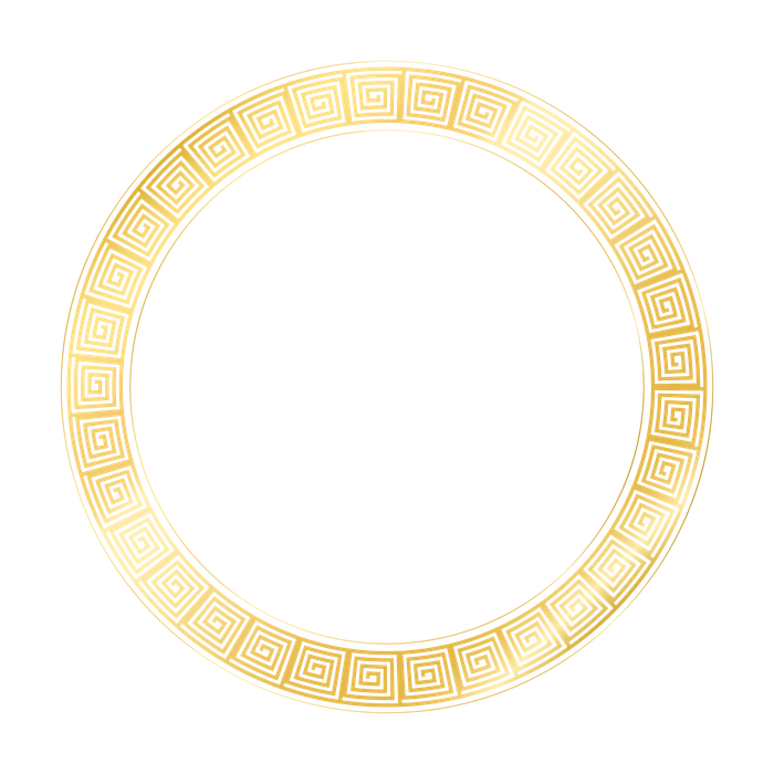 Mẫu khung hoa văn hình tròn màu vàng gold sang trọng vector file PNG 036