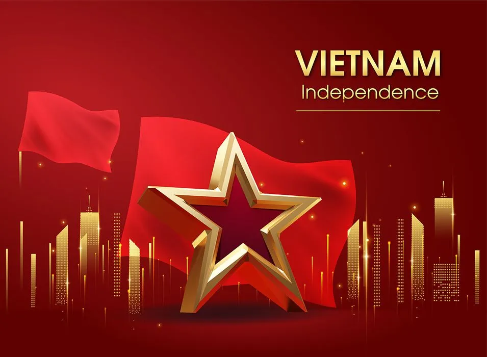 Background nền đỏ sao vàng gold sang trọng ngày quốc khánh Việt Nam - File AI 057
