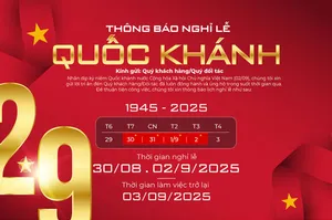 Thông báo nghỉ lễ ngày quốc khánh Việt Nam 2-9 nền đỏ sang trọng - File AI