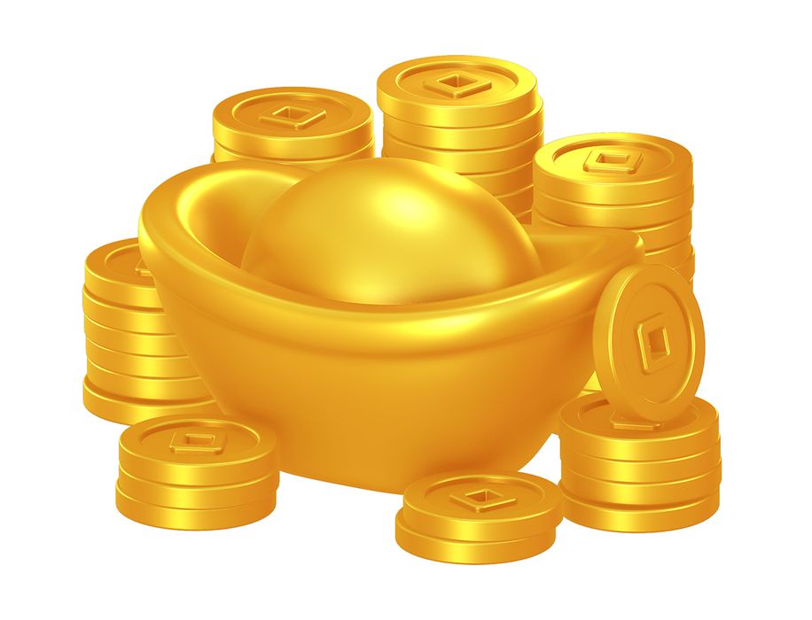 Ảnh thỏi vàng và tiền vàng sang trọng 3D File số 063