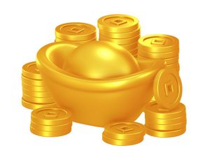 Ảnh thỏi vàng và tiền vàng sang trọng 3D File số 063