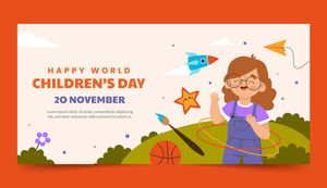 Mẫu banner trẻ em vui chơi trên đồng cỏ mừng ngày lễ của trẻ - CR981