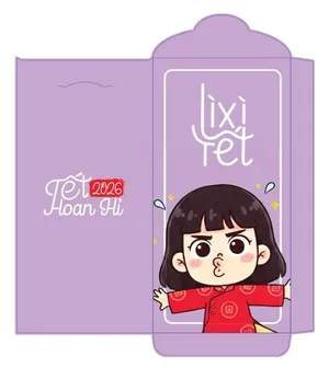 Mẫu Lì Xì Tết 2026 Cô Bé Dễ Thương - File Vector CDR Chỉnh Sửa Dễ Dàng