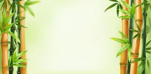 Mẫu backgroud khung lá cây trúc màu xanh 3D chân thực file AI 105