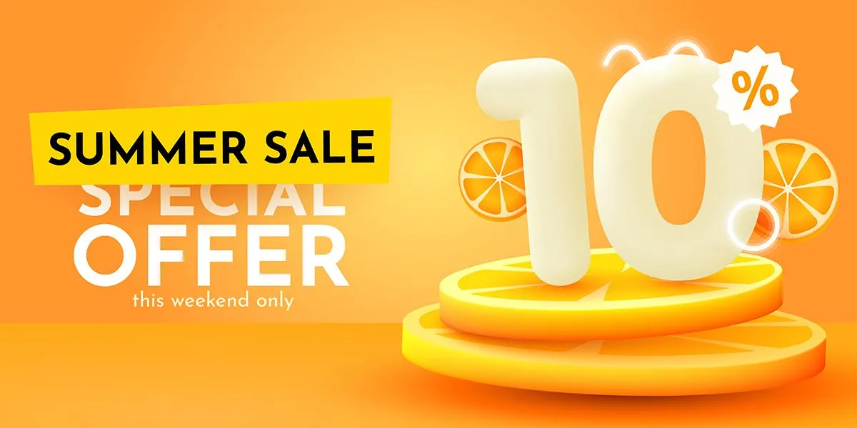 Mẫu banner giảm giá 10% 3D màu vàng  CR034