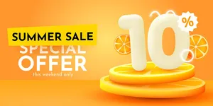 Mẫu banner giảm giá 10% 3D màu vàng  CR034