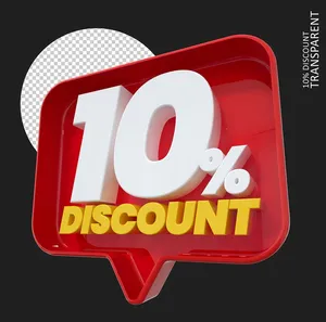 Mẫu số sale giảm giá 10% 3D màu trắng viền đỏ PNG chất lượng cao CR116