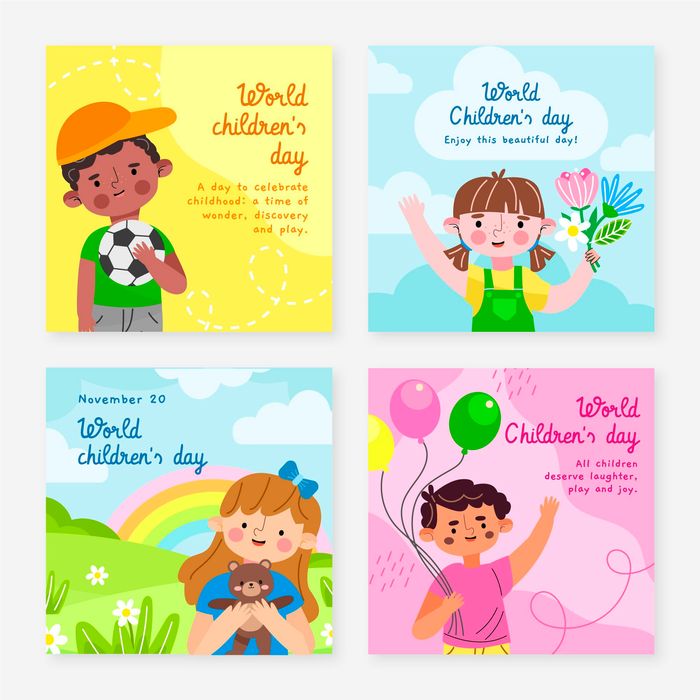 Mẫu 4 poster trẻ em 4 mùa vector CR831