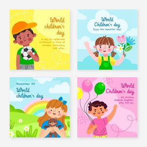 Mẫu 4 poster trẻ em 4 mùa vector CR831