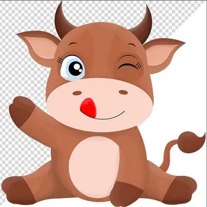 Ảnh vẽ con trâu phong cách vẽ tay chibi file PNG 013