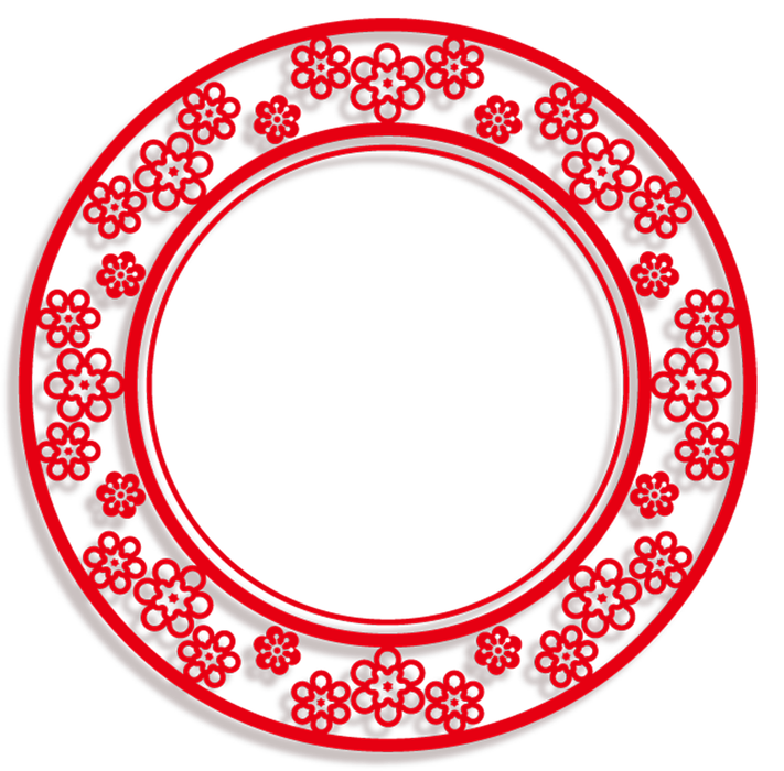 Mẫu khung hoa văn hình tròn màu đỏ phong cách tối giản vector file PNG 076