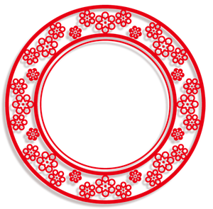 Mẫu khung hoa văn hình tròn màu đỏ phong cách tối giản vector file PNG 076