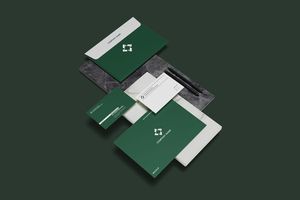 Mẫu mockup nhận điện văn phòng phẩm thanh lịch file PSD