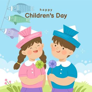 Ảnh poster trẻ em vui chơi thả diều cả chép ngày lễ thiếu nhi vector CR800