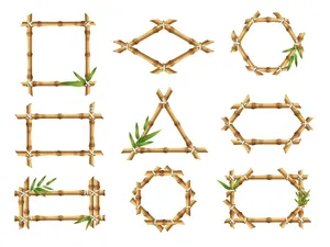 Bộ sưu tập khung ảnh cây tre màu vàng chân thực vector file AI 023