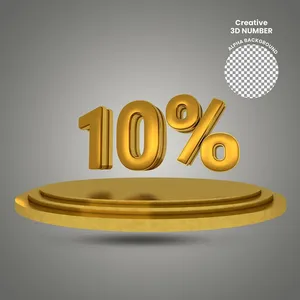 Mẫu số sale giảm giá 10% 3D màu vàng gold PNG chất lượng cao CR080