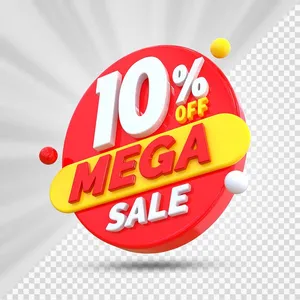 Mẫu sale giảm giá 10% 3D chữ trắng nền đỏ vector chất lượng cao CR029