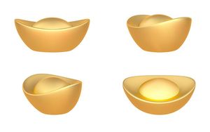 Hình ảnh 4 thỏi vàng vector chân thực 3D File CR 011