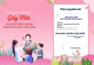 Mẫu thiết kế giấy mời dự lễ kỷ niệm ngày nhà giáo Việt Nam - File CDR 0084