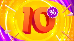 Mẫu số sale giảm giá 10% 3D màu cam nền vàng PNG chất lượng cao CR031