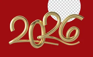 Số 2026 màu vàng  gold PNG file số 10