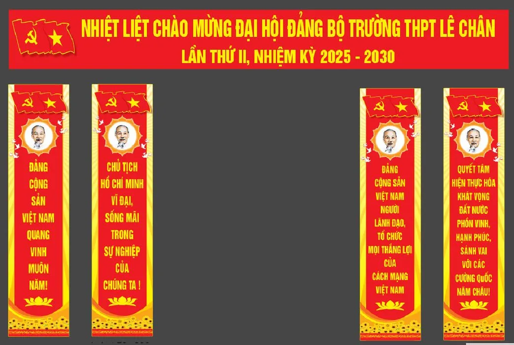 Bộ khánh tiết trang trí hội trường chào mừng đại hội đảng bộ file corel