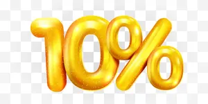 Mẫu số sale giảm giá 10% 3D màu vàng PNG chất lượng cao CR118
