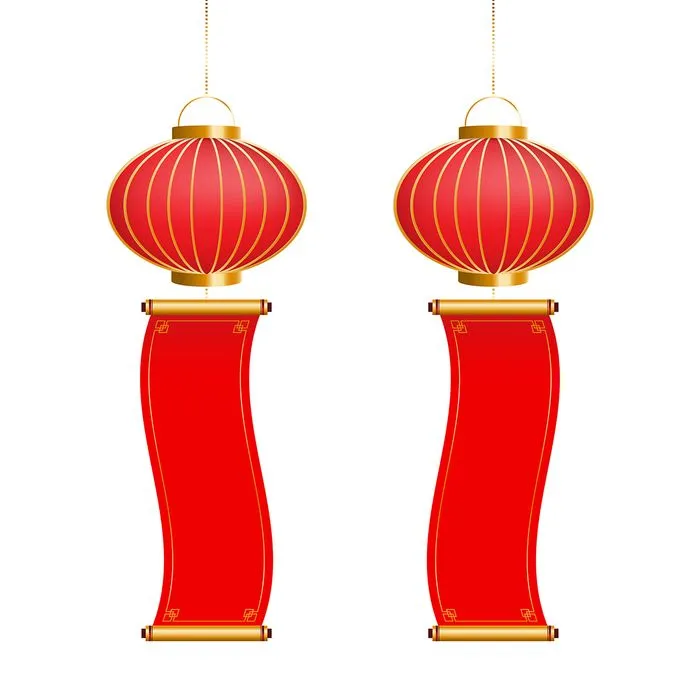 Ảnh minh họa đèn lồng và câu đối chất lượng cao vector file AI CR018