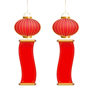 Ảnh minh họa đèn lồng và câu đối chất lượng cao vector file AI CR018