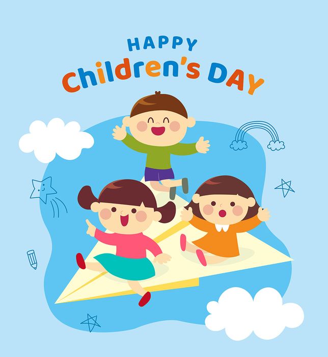 Mẫu poster trẻ vui chơi với nhau mừng ngày lễ của trẻ vector CR668