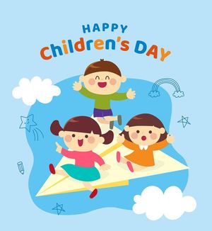 Mẫu poster trẻ vui chơi với nhau mừng ngày lễ của trẻ vector CR668