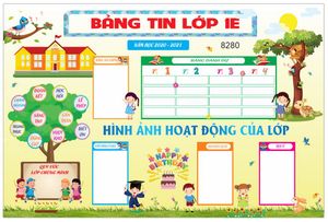 Bảng tin lớp học bảng trang trí lớp 1E tiểu học – File Corel